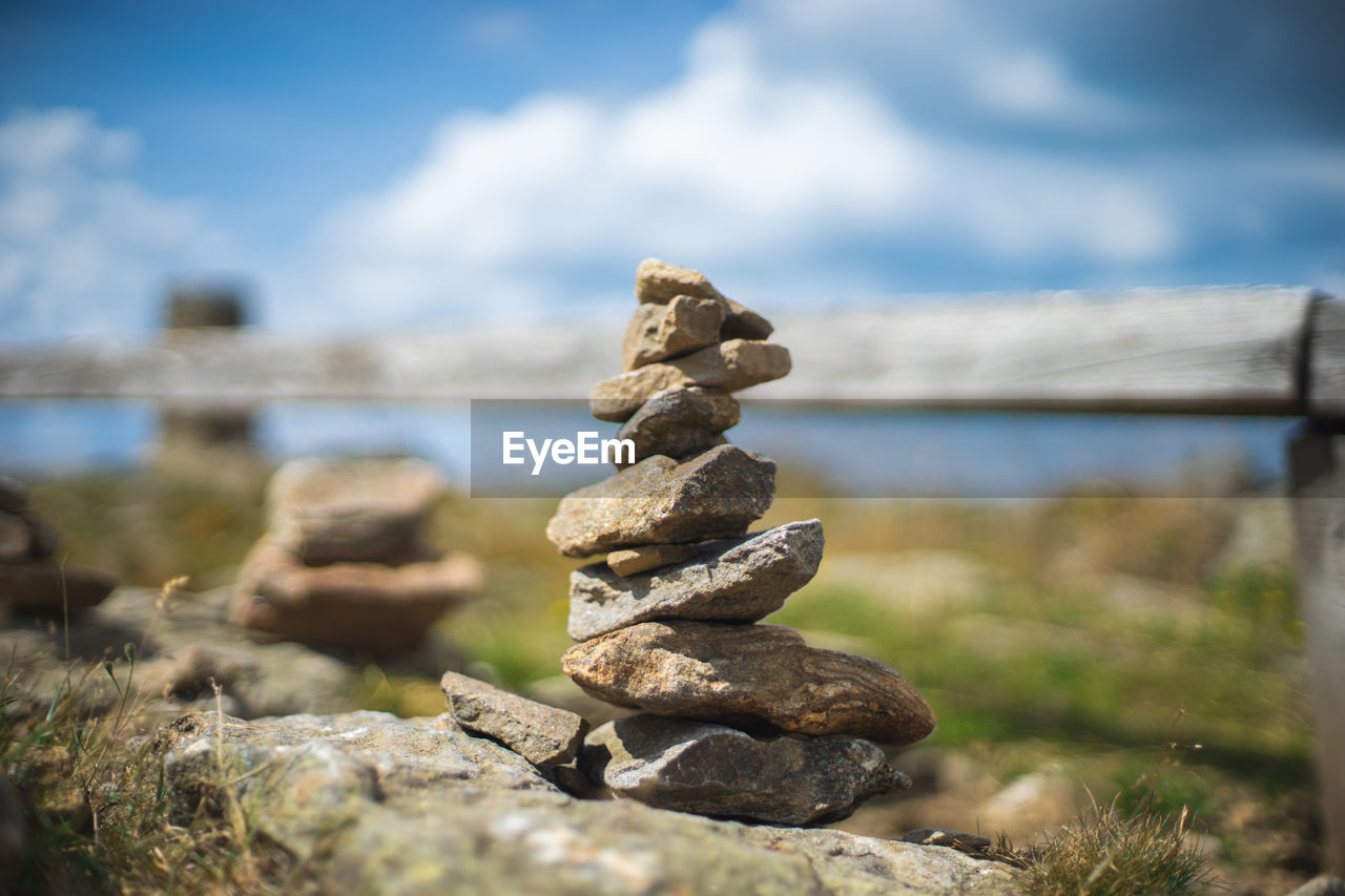 Stack of stones during sunny day