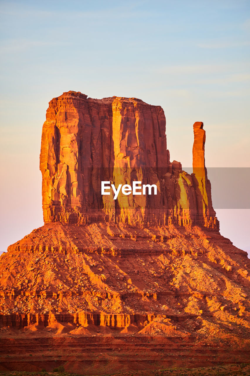 rock formations on mountain against clear sky