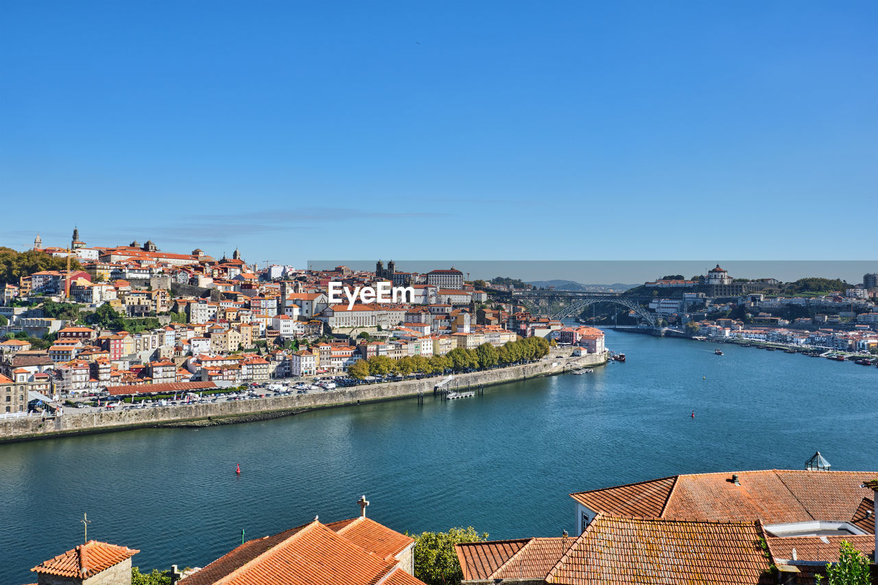 View over porto with the river douro and the iron bridge in the back