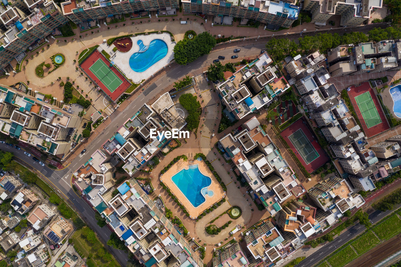 HIGH ANGLE VIEW OF BUILDINGS