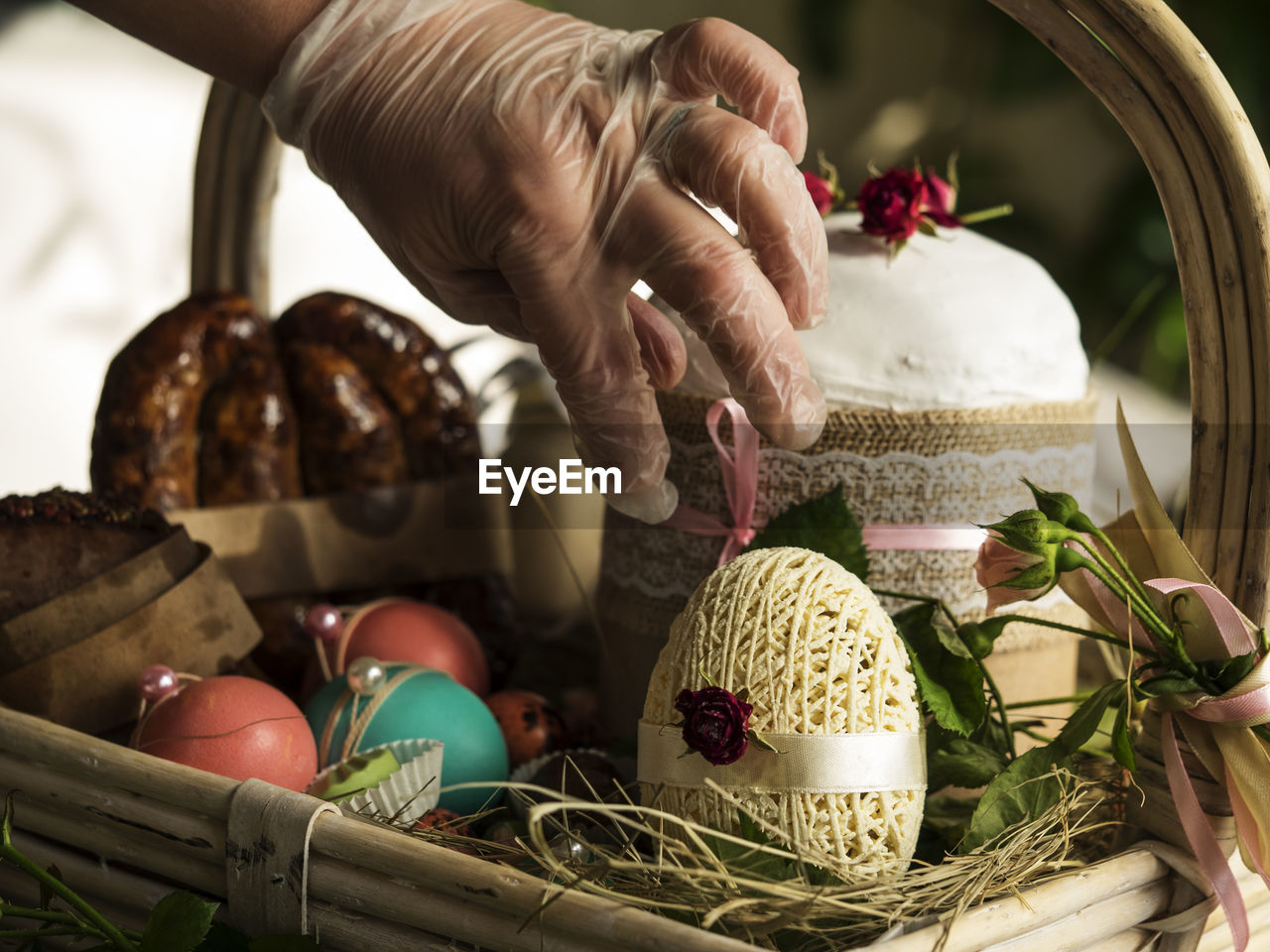 Close-up of hands on table at home