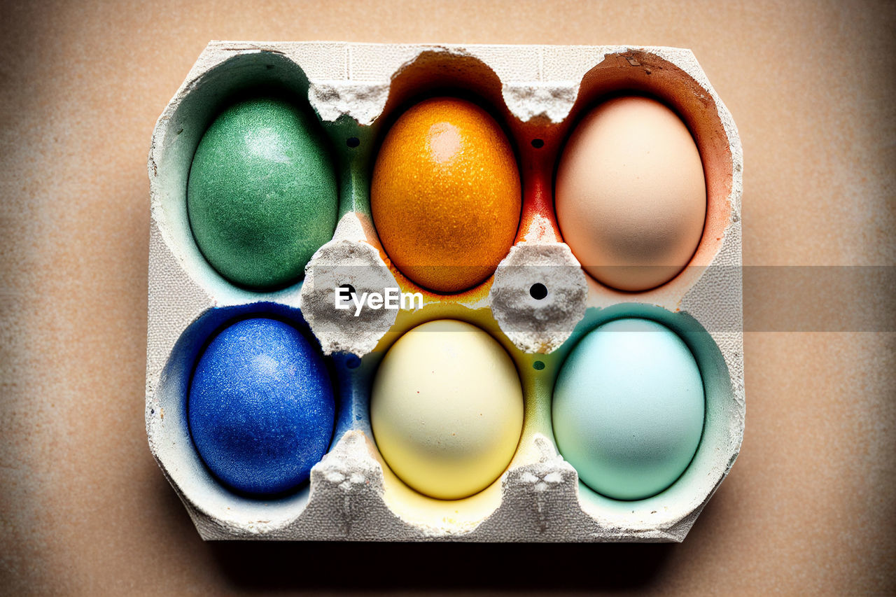 Easter colorful eggs on color background