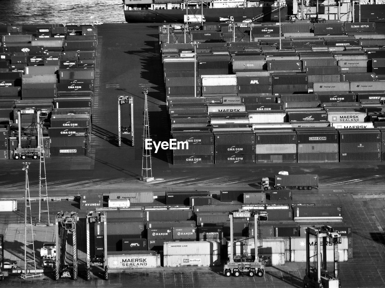 High angle view of cargo containers