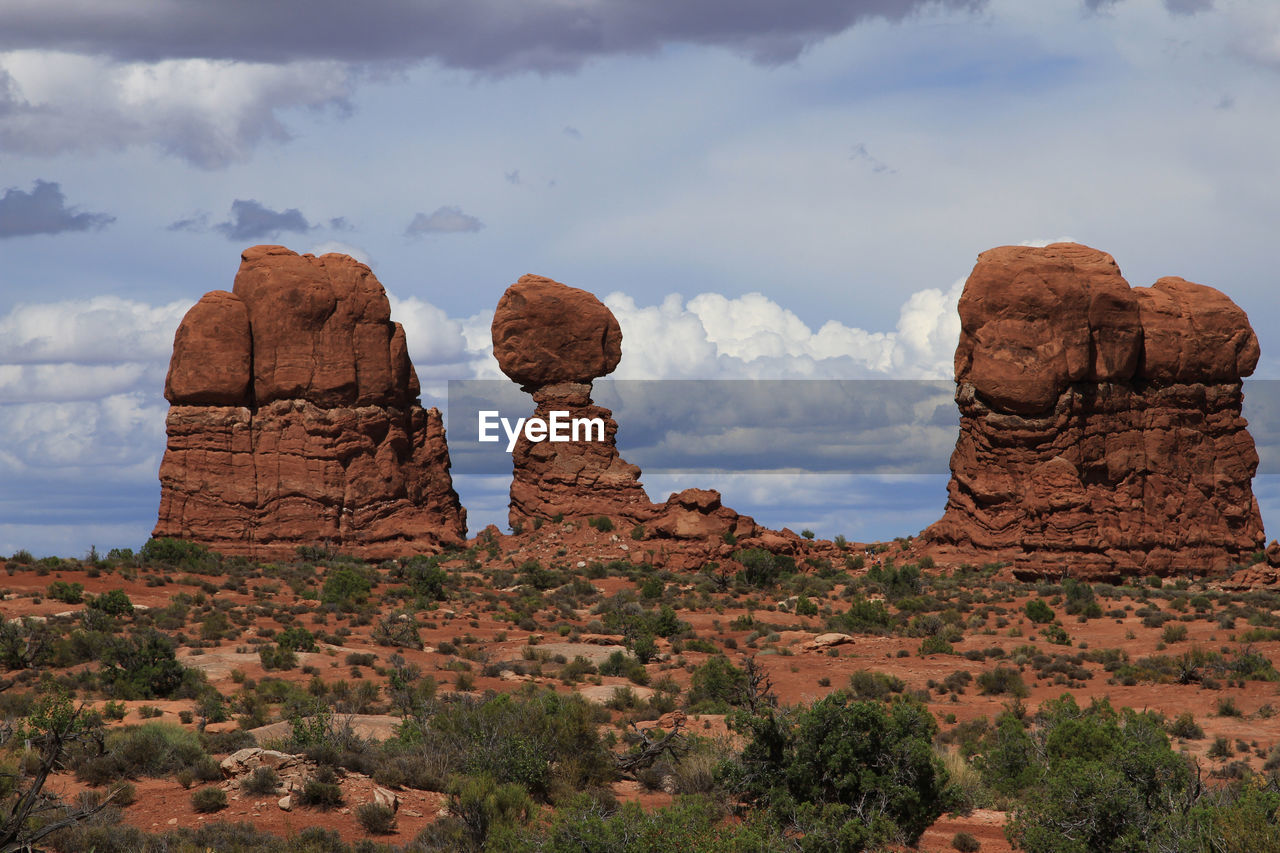 rock formations on mountain against sky