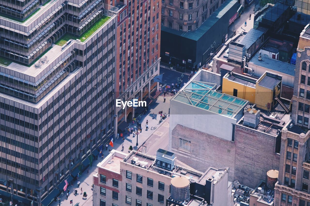 High angle view of buildings in city