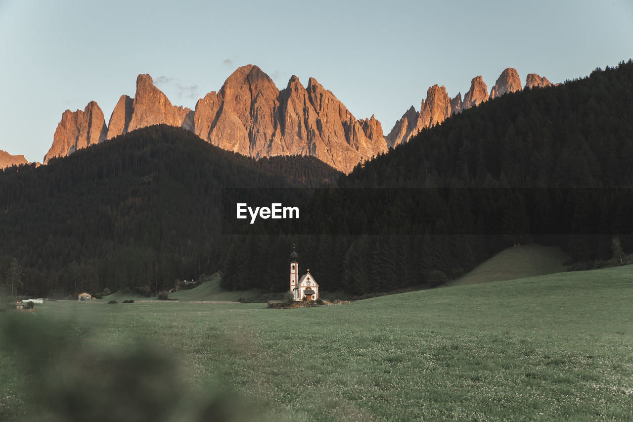 San giovanni church in funes valley, dolomiti, italy