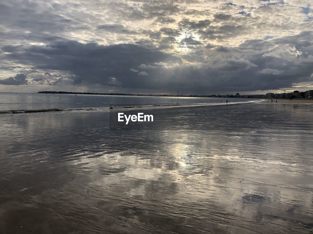 SCENIC VIEW OF BEACH AGAINST SKY DURING SUNSET