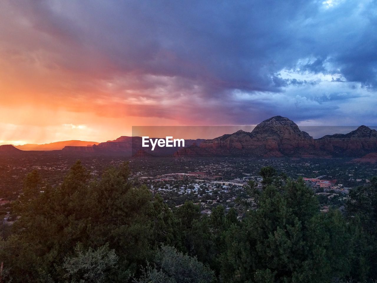 Scenic view of landscape against sky during sunset