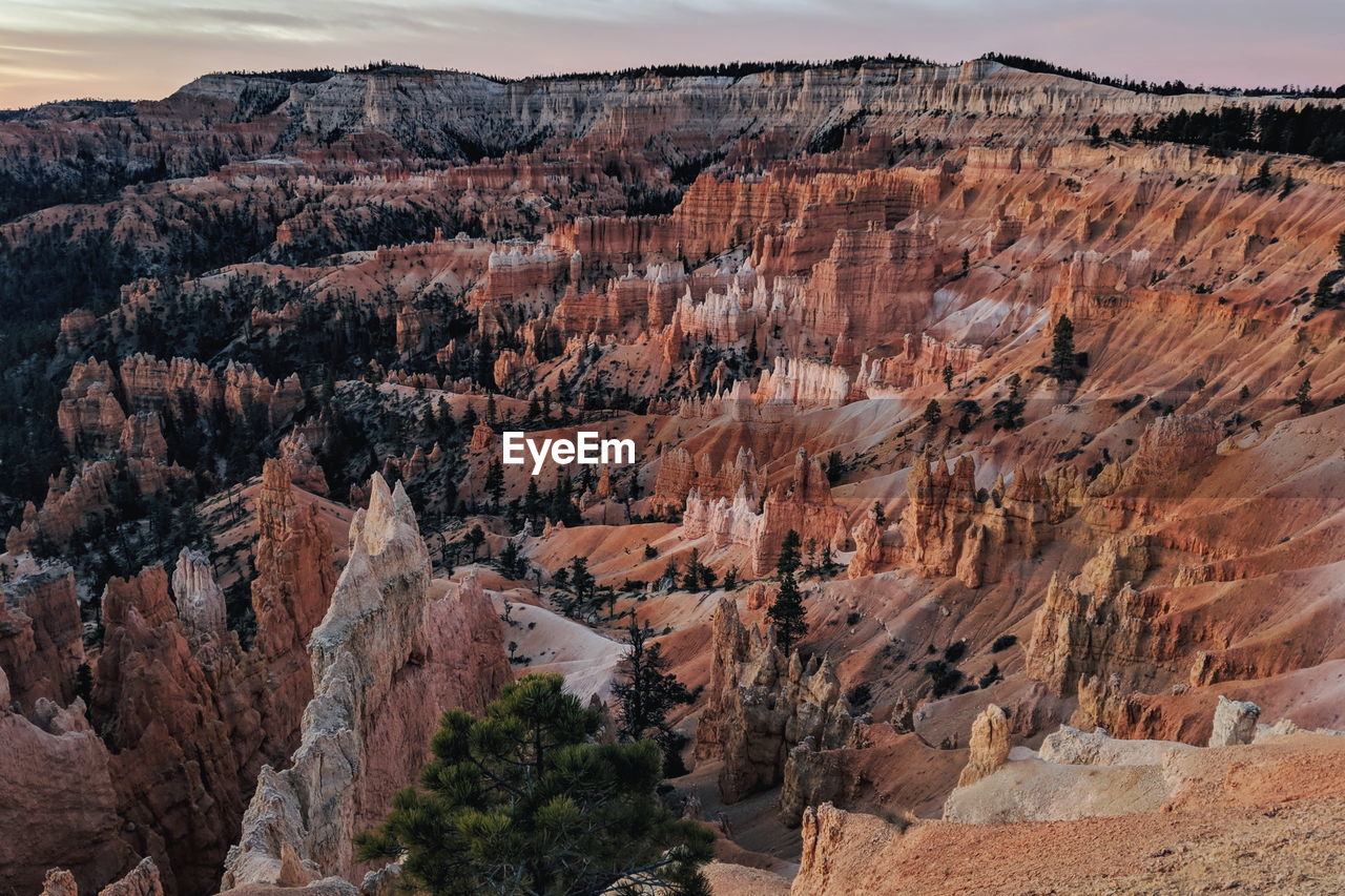 Scenic view of rock formations and hoodoos at bryce canyon