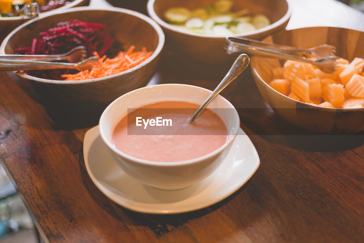 Close-up of food in bowls on table