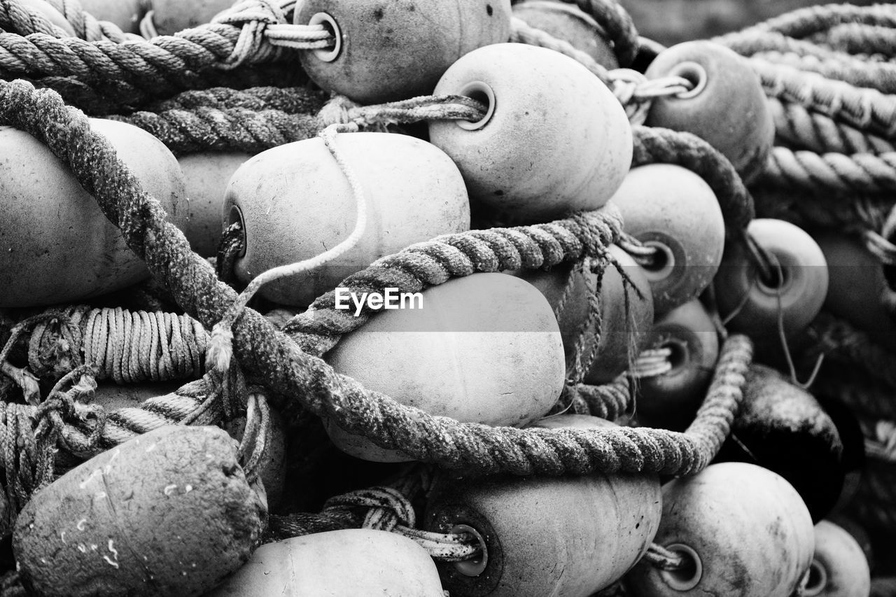 Full frame shot of rope tied to metal