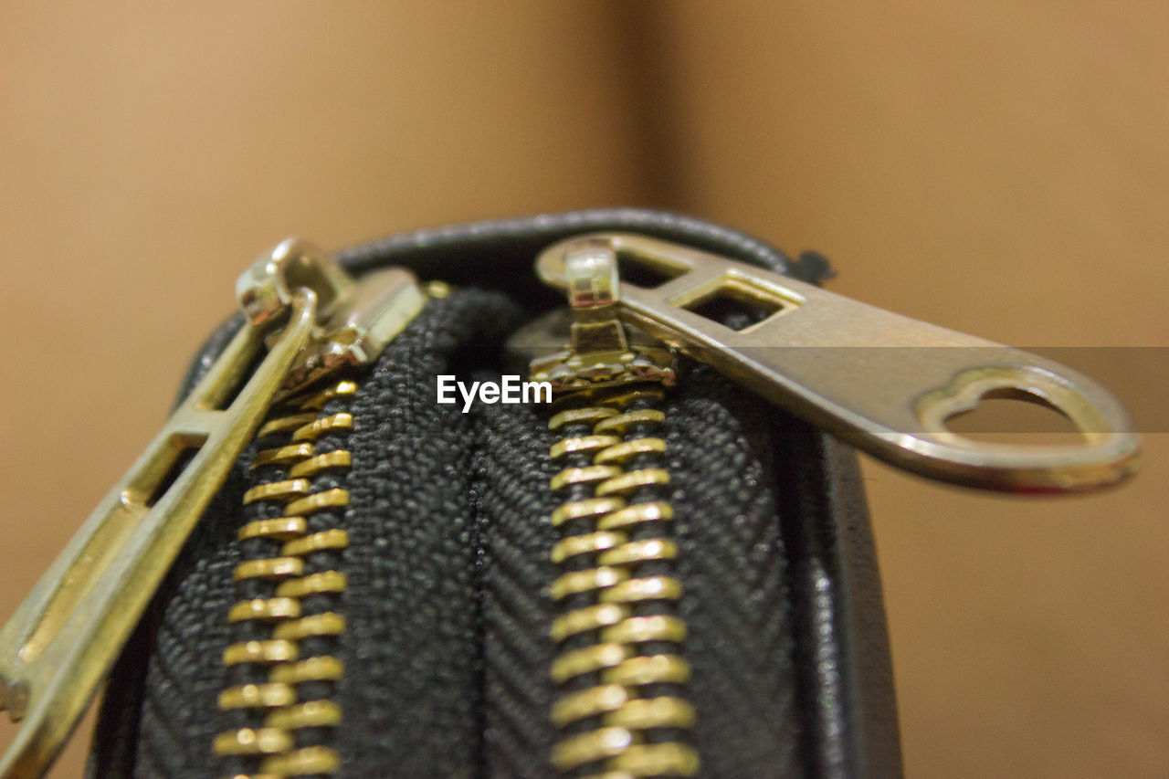 Extreme close-up of black purse