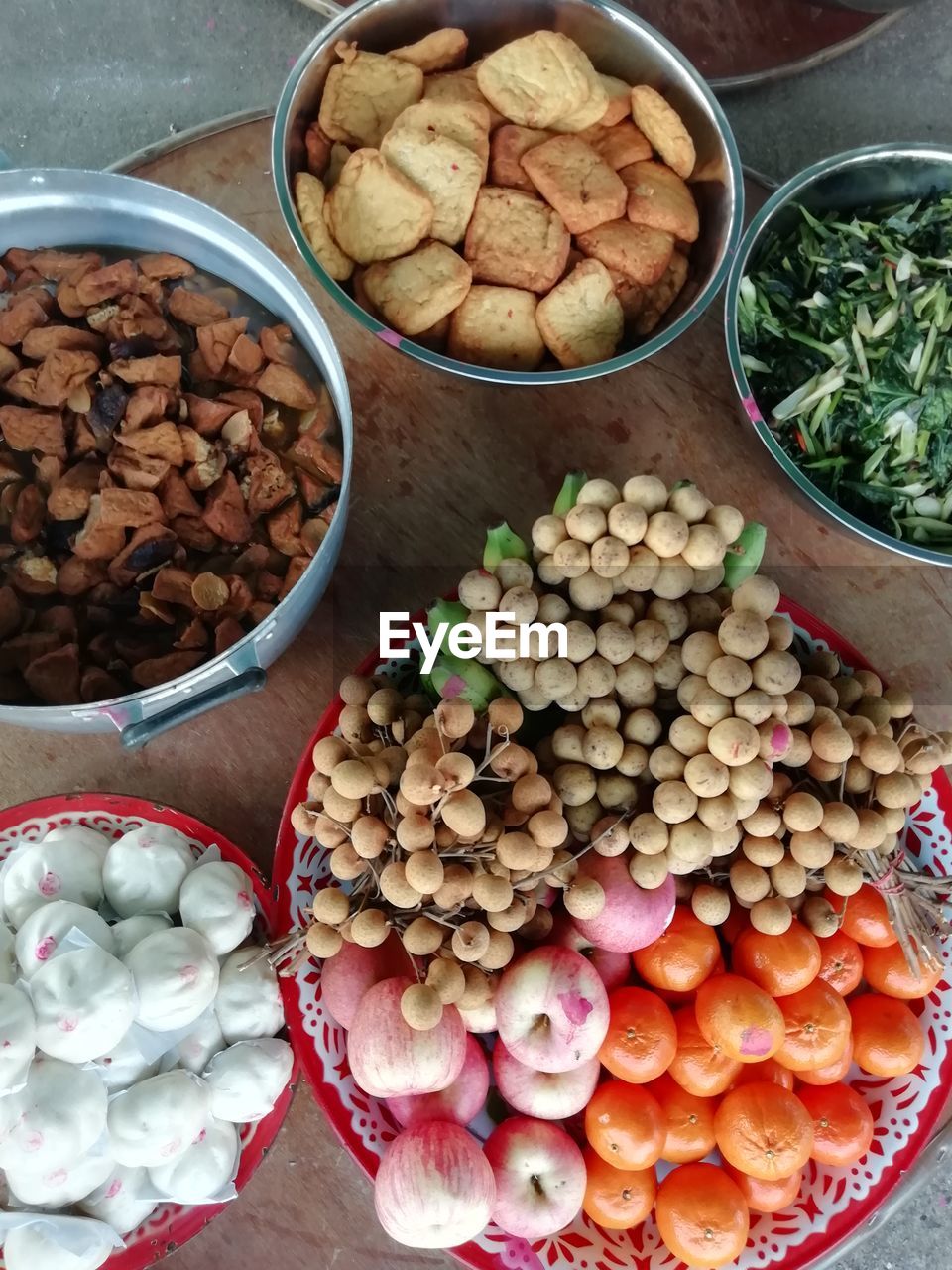 High angle view of vegetables for sale in market