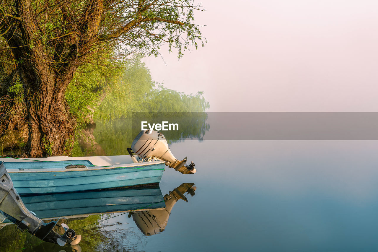 Scenic view of boat and lake