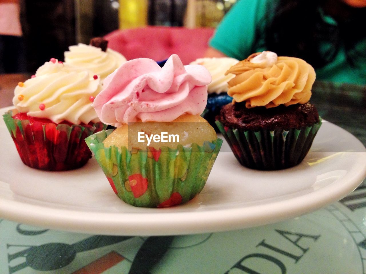 Close-up of various cupcakes on plate