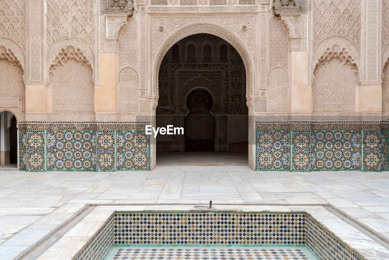 The yard of ben youssef madrasa, islamic college in marrakesh