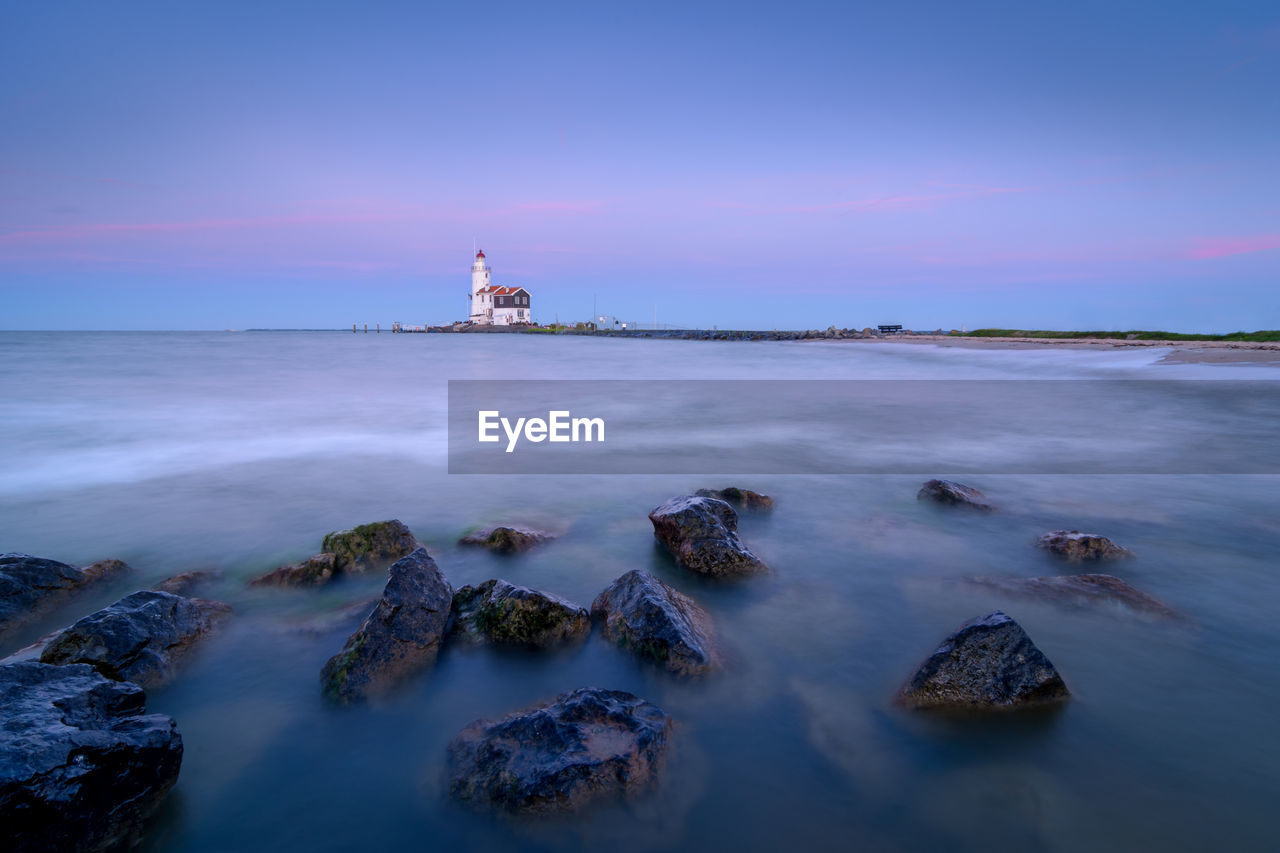 View of lighthouse in sea