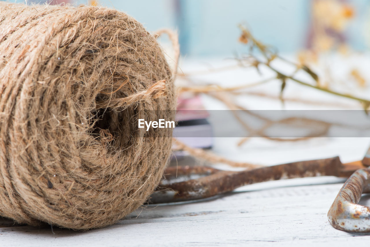 CLOSE-UP OF HAY ON TABLE AT HOME