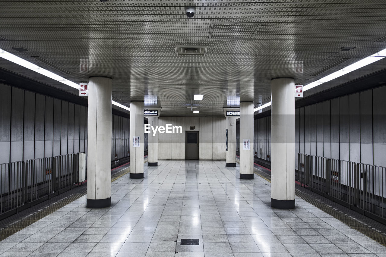 Empty platform at subway station in osaka