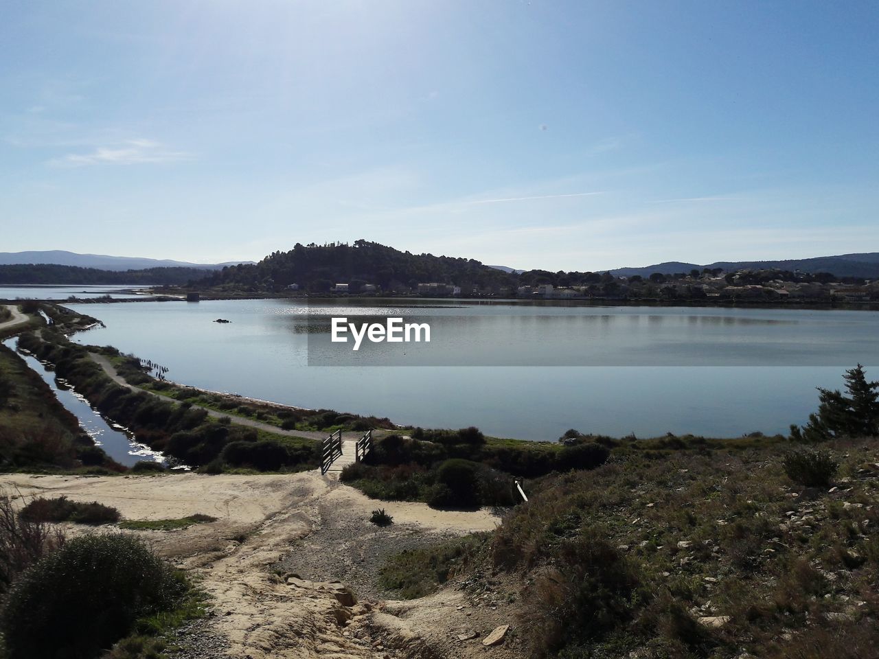 Scenic view of lake against sky