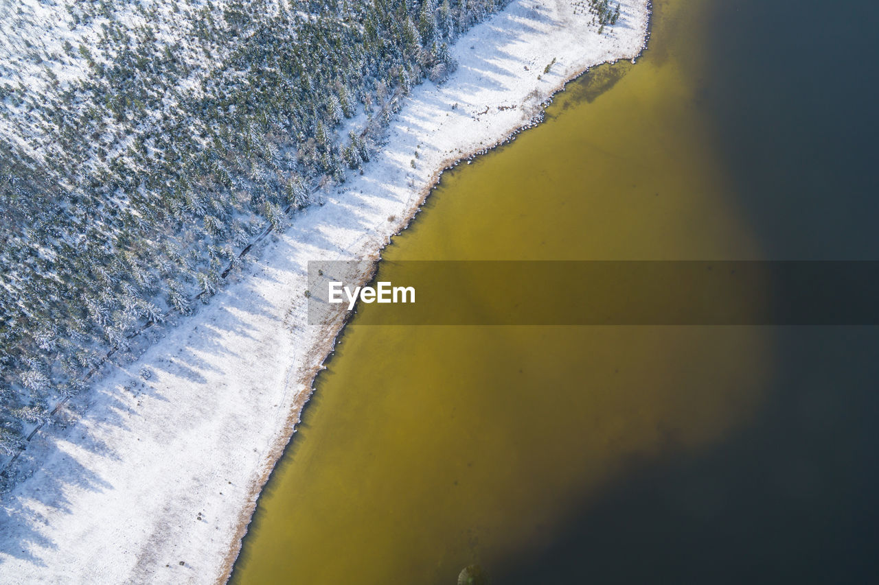 High angle view of sea and beach