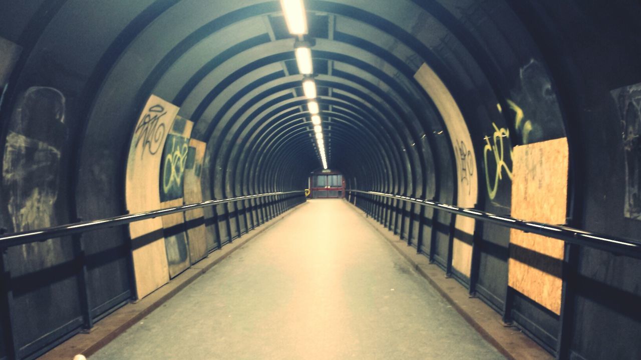 Interior of illuminated tunnel