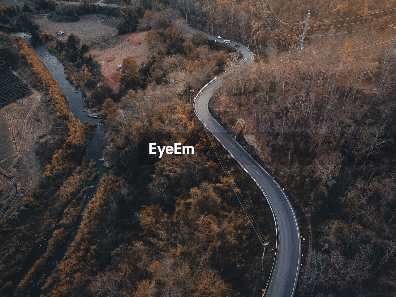 High angle view of road on landscape