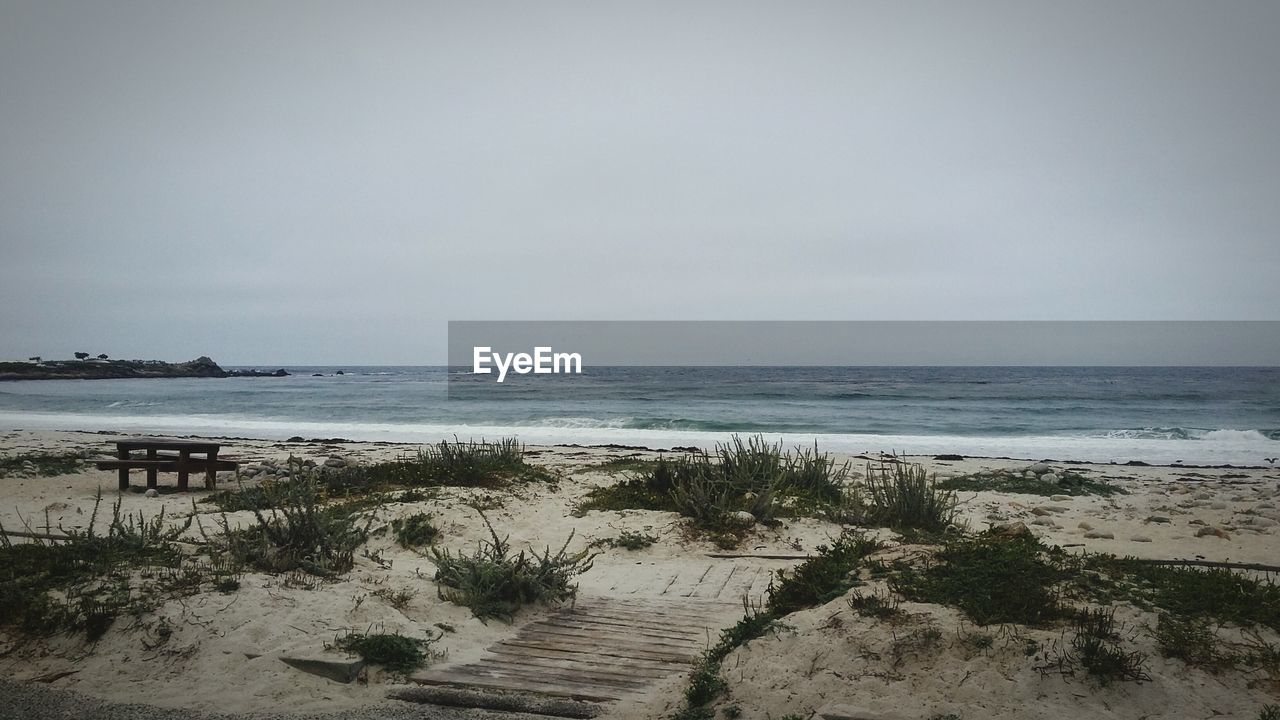 Scenic view of sea against clear sky