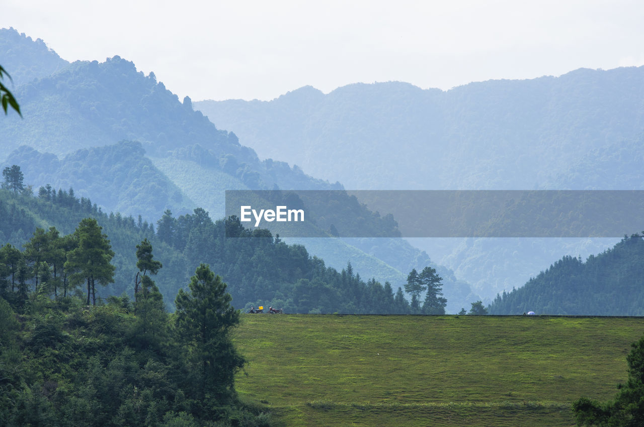 Scenic view of mountains against clear sky