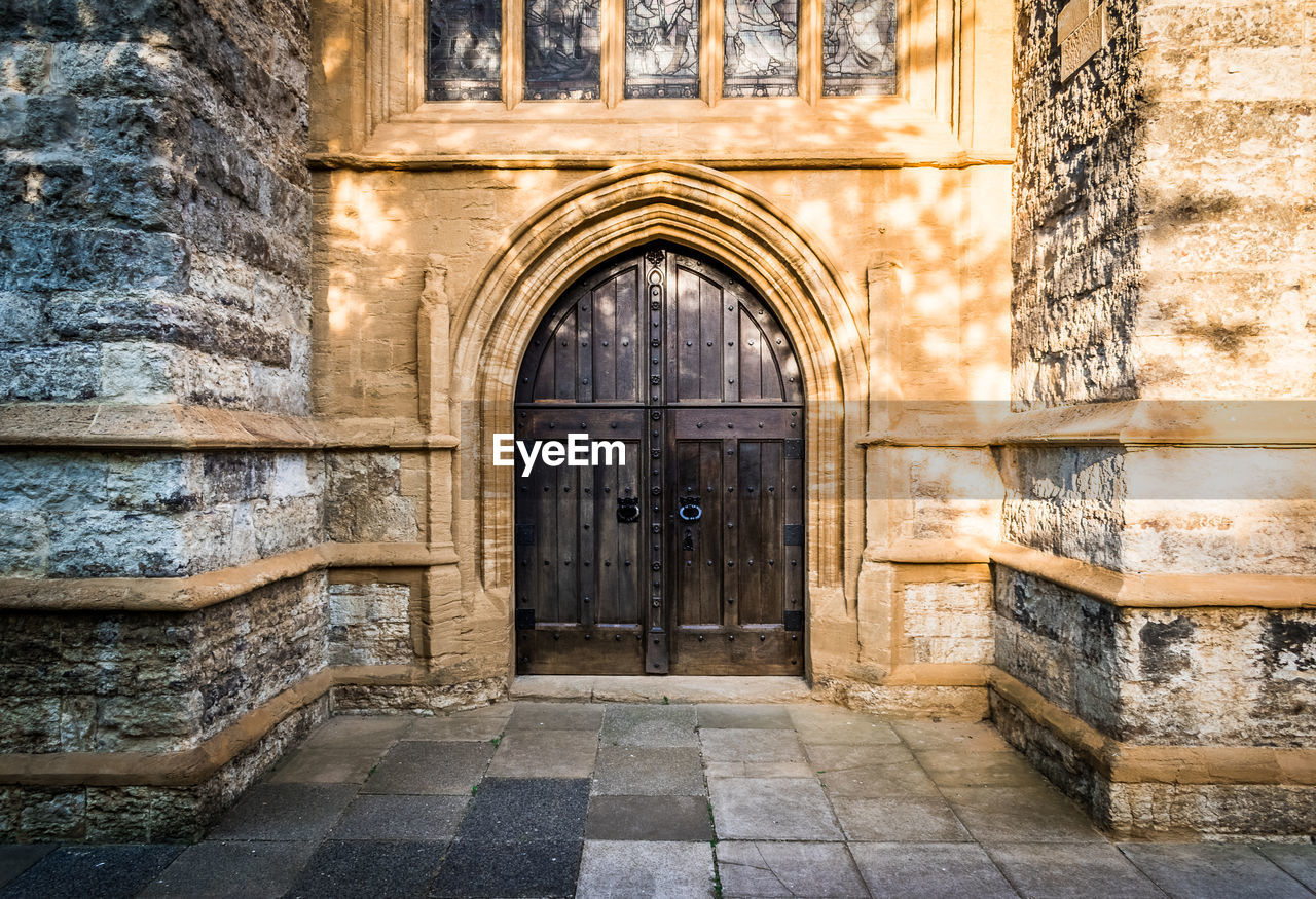 OPEN DOOR OF HISTORIC BUILDING