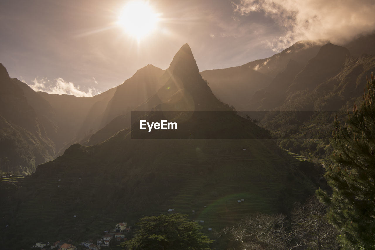 Scenic view of mountains against sky