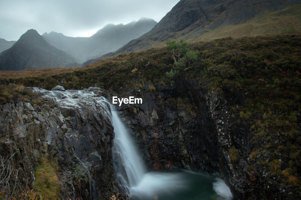 Scenic view of waterfall