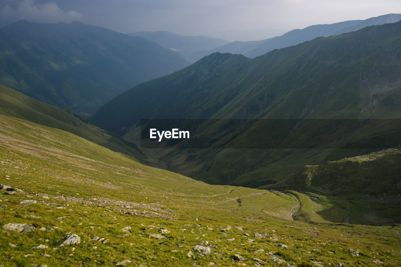 Scenic view of fagaras mountains against sky