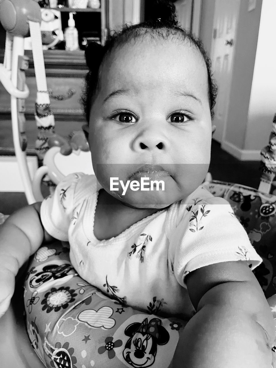 baby, child, childhood, portrait, person, one person, black and white, looking at camera, babyhood, cute, indoors, monochrome photography, innocence, toddler, monochrome, lifestyles, emotion, front view, sitting, skin, white, human face, baby clothing, smiling, waist up, headshot, female, adult