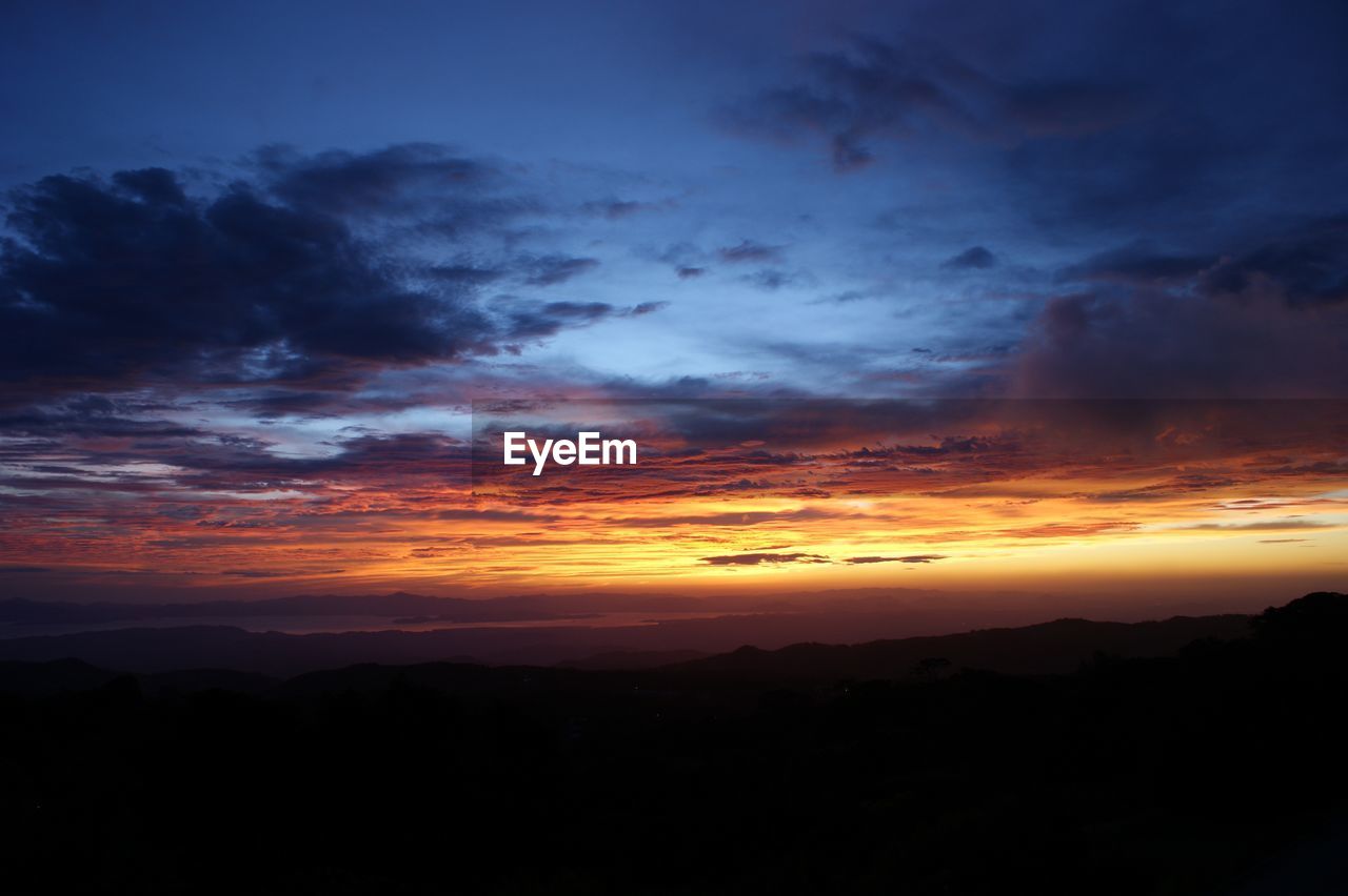 Silhouette of landscape at sunset