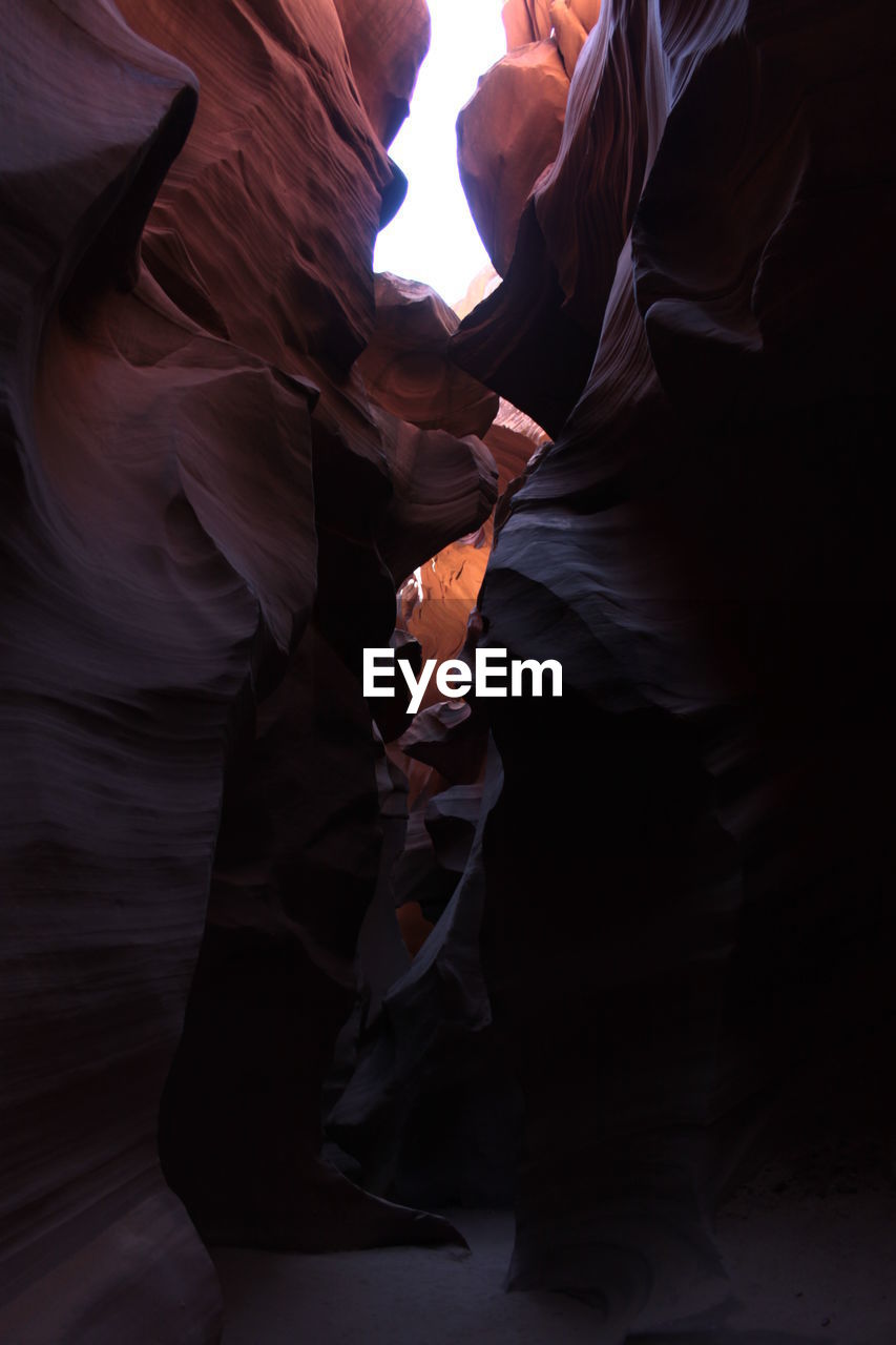 Antelope canyon against clear sky