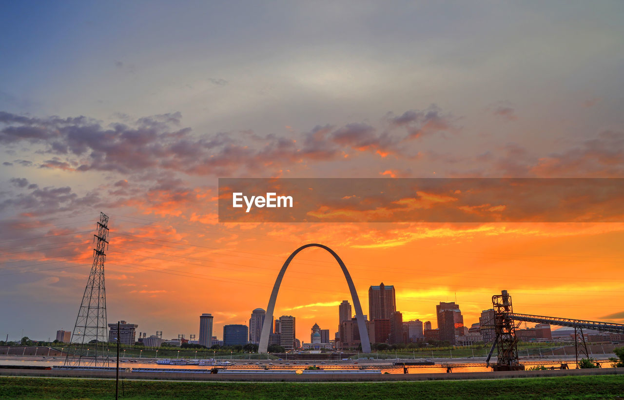 View of city at sunset