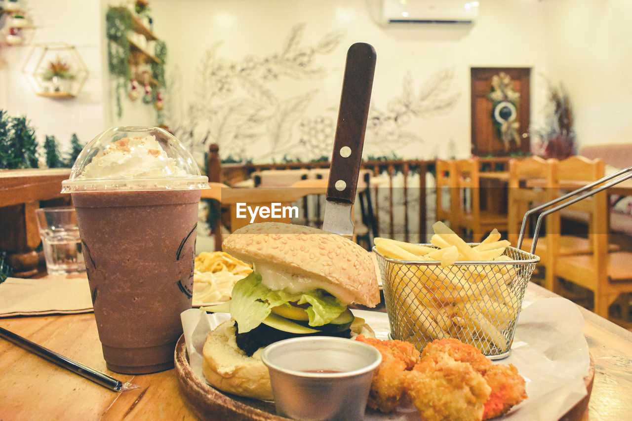 Close-up of food on table