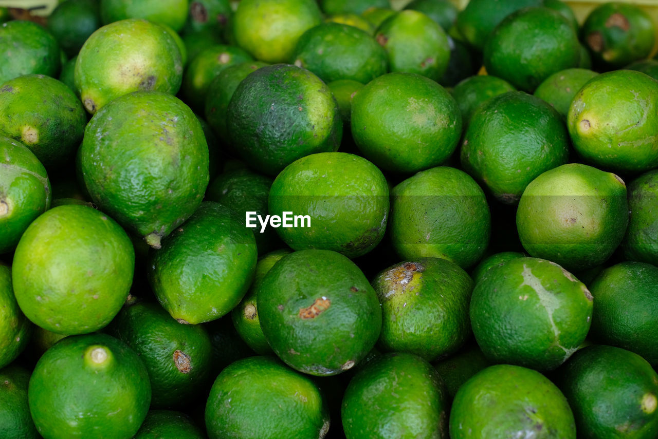 Fresh limes - limes in bulk in the basket. lime from the garden