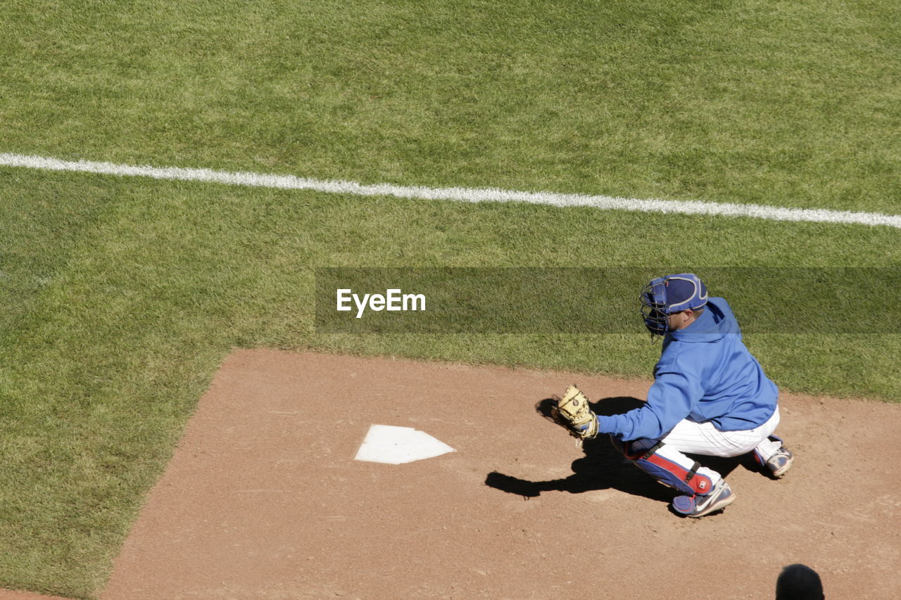 High angle view of baseball player