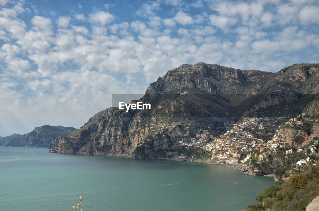 Scenic view of bay against sky