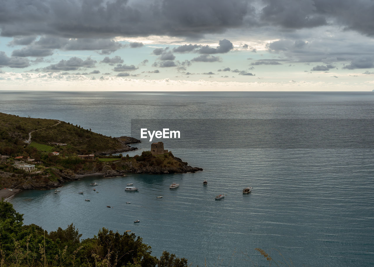 HIGH ANGLE VIEW OF BEACH AGAINST SKY