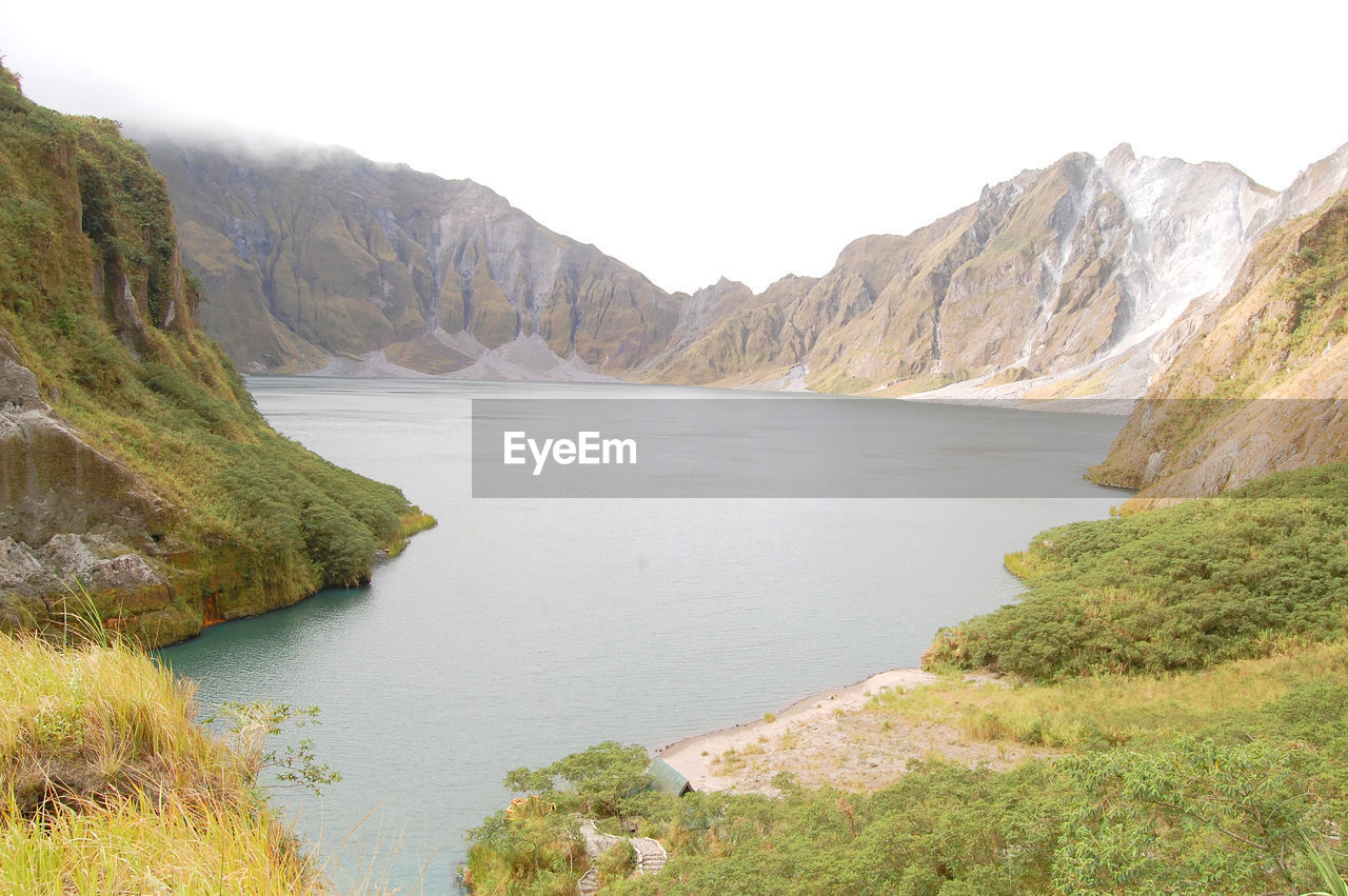 SCENIC VIEW OF RIVER AGAINST MOUNTAINS