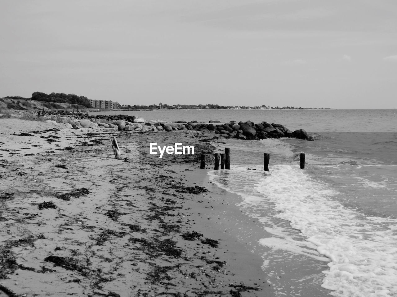 Danish beach in black and white 