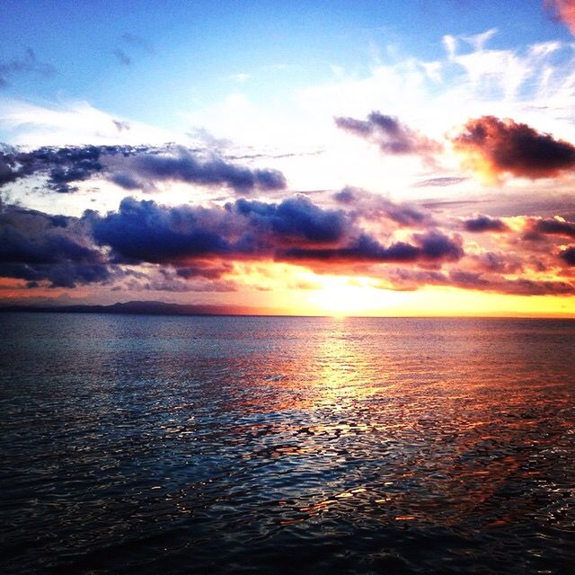 SCENIC VIEW OF SEA AT SUNSET