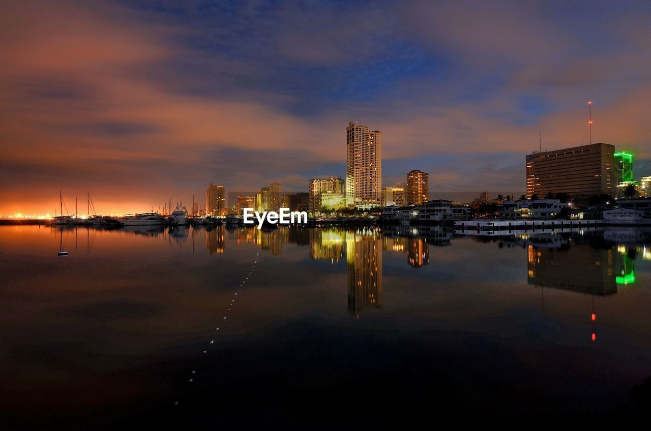 Illuminated cityscape at night