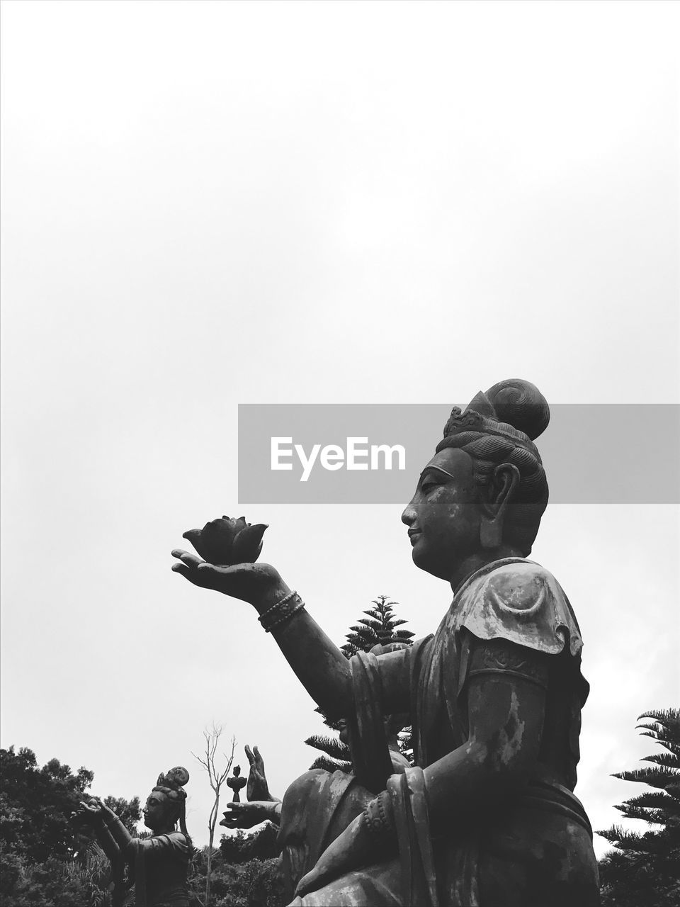 Low angle view of statue against clear sky