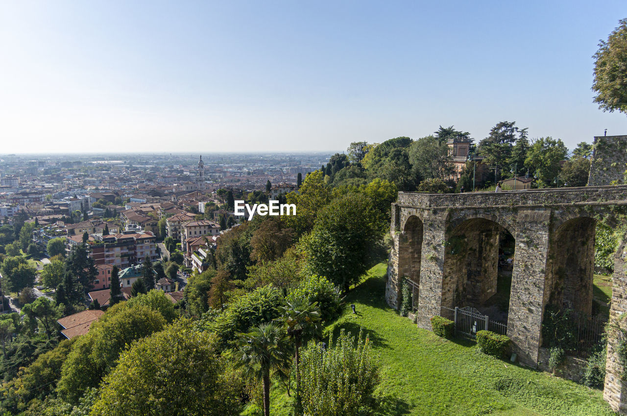 Venetian wall of the old city of bergamo, italy, europe