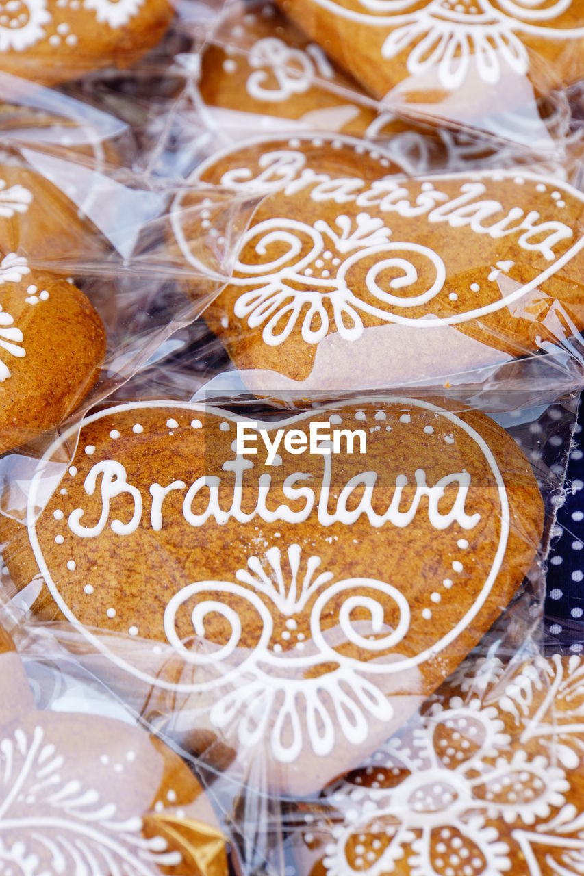 Close-up of cookies in plastic