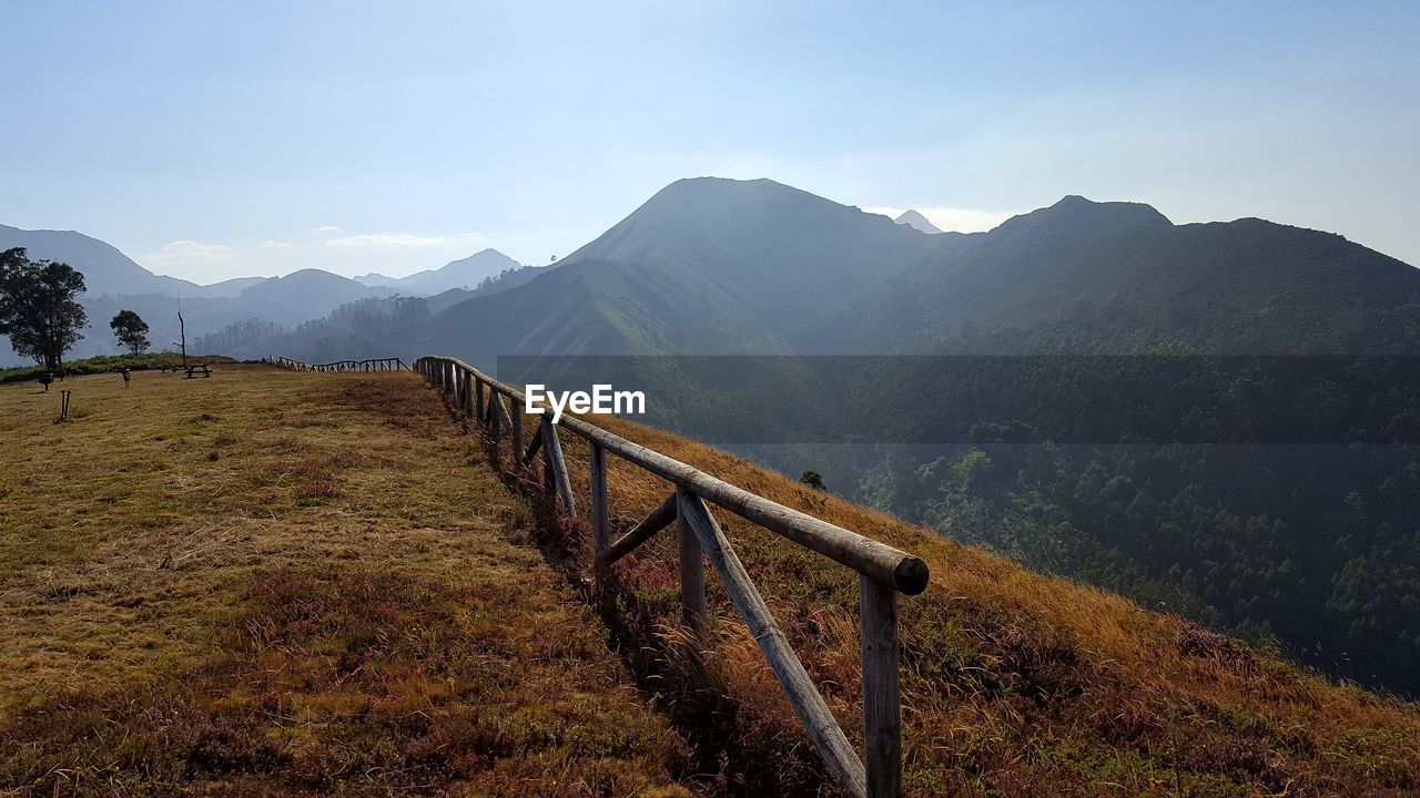 Scenic view of mountains against clear sky